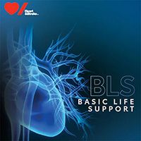 AHA Basic Life Support logo | blue transparent heart